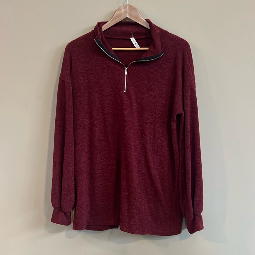 MTS Burgundy 3/4 Zip Sweater